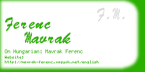 ferenc mavrak business card